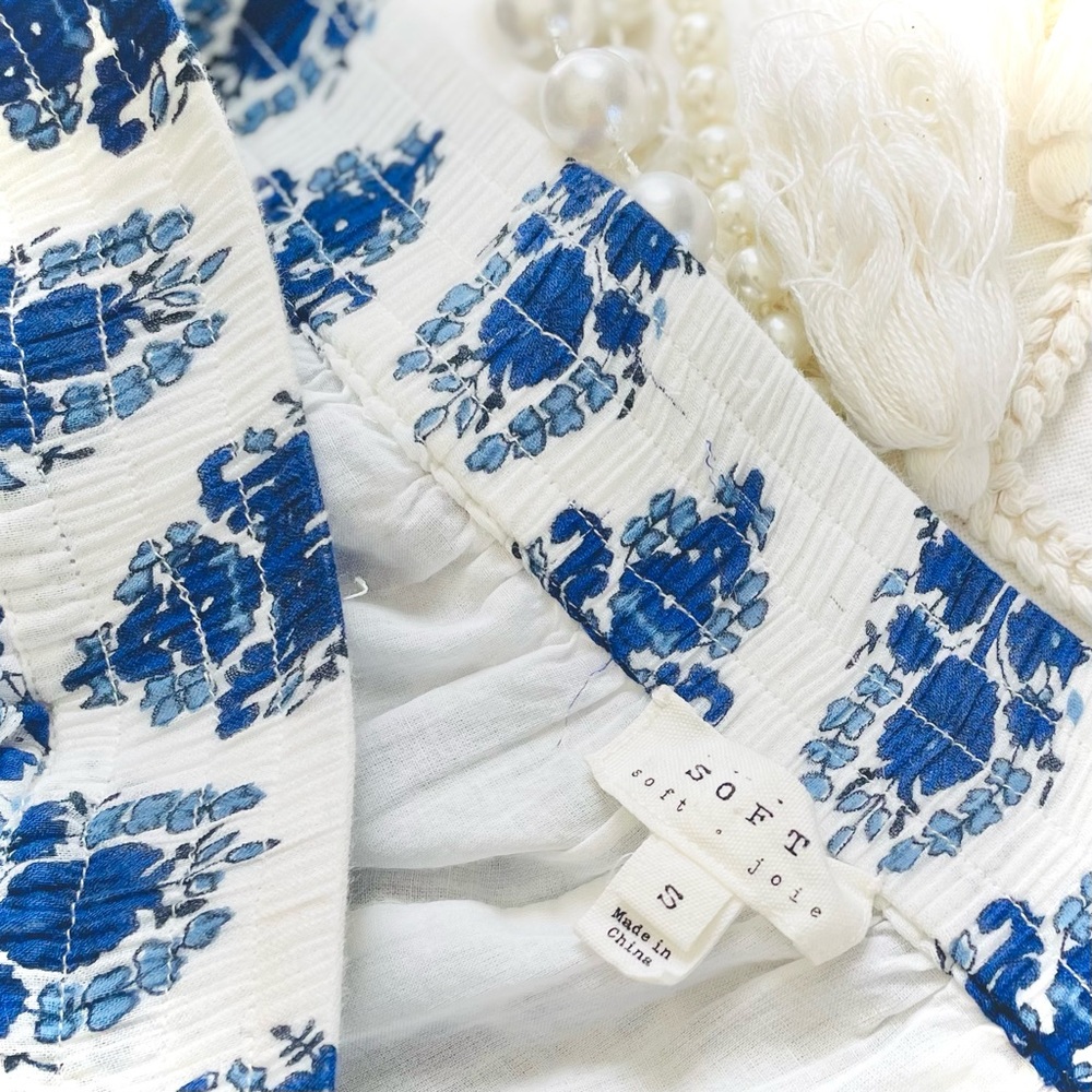 JOIE | S/M | Beatra Floral Print Botanical Cotton Porcelain Jasmine Shorts NWOT
